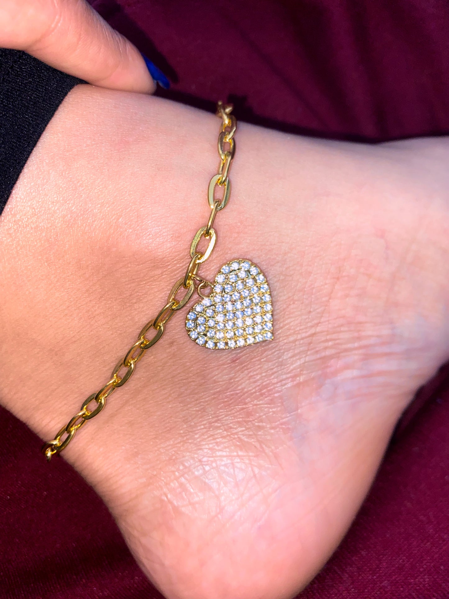 Iced Heart Charm Anklet