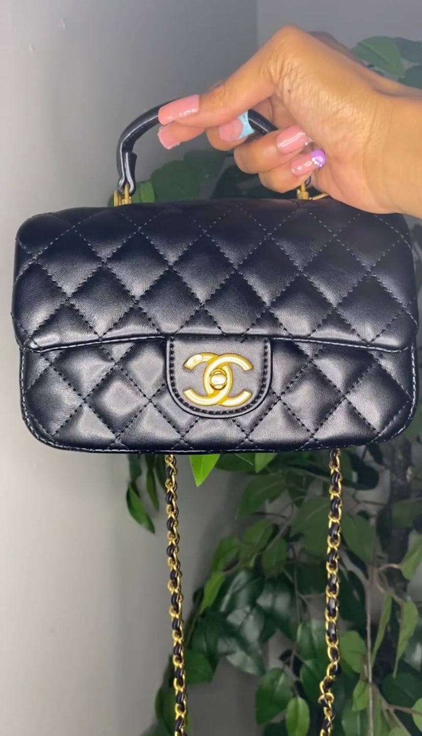 Luxe Black Quilted Chain Bag