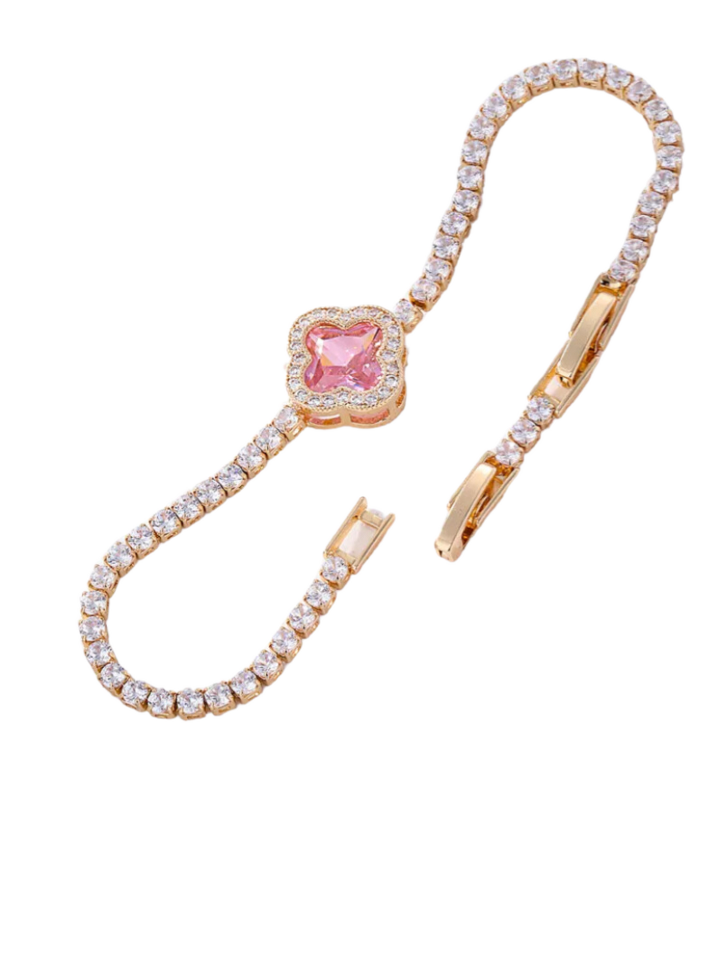 Pink Clover Iced Tennis Bracelet