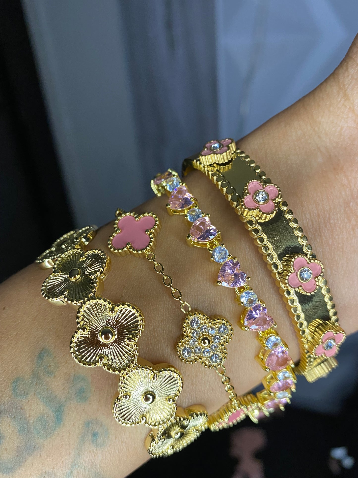 Pink Blossom Luxe Bracelet Set (4-Piece Designer Stack)