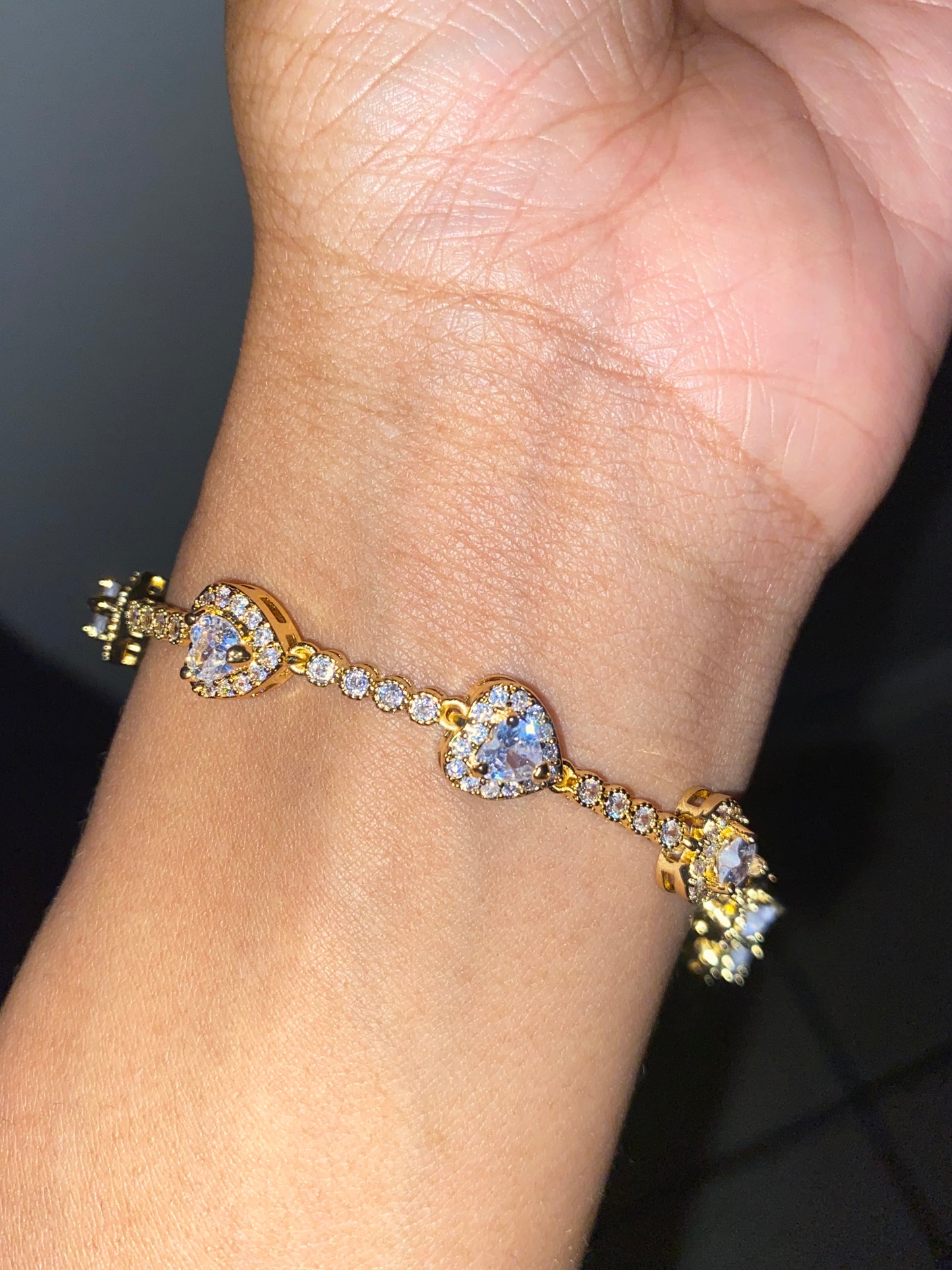 Golden Heart Luxe Tennis Bracelet