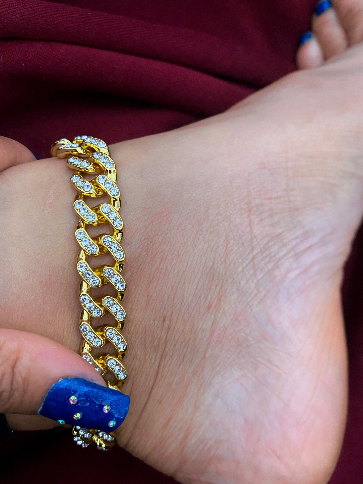 Iced Cuban Link Anklet (Gold)