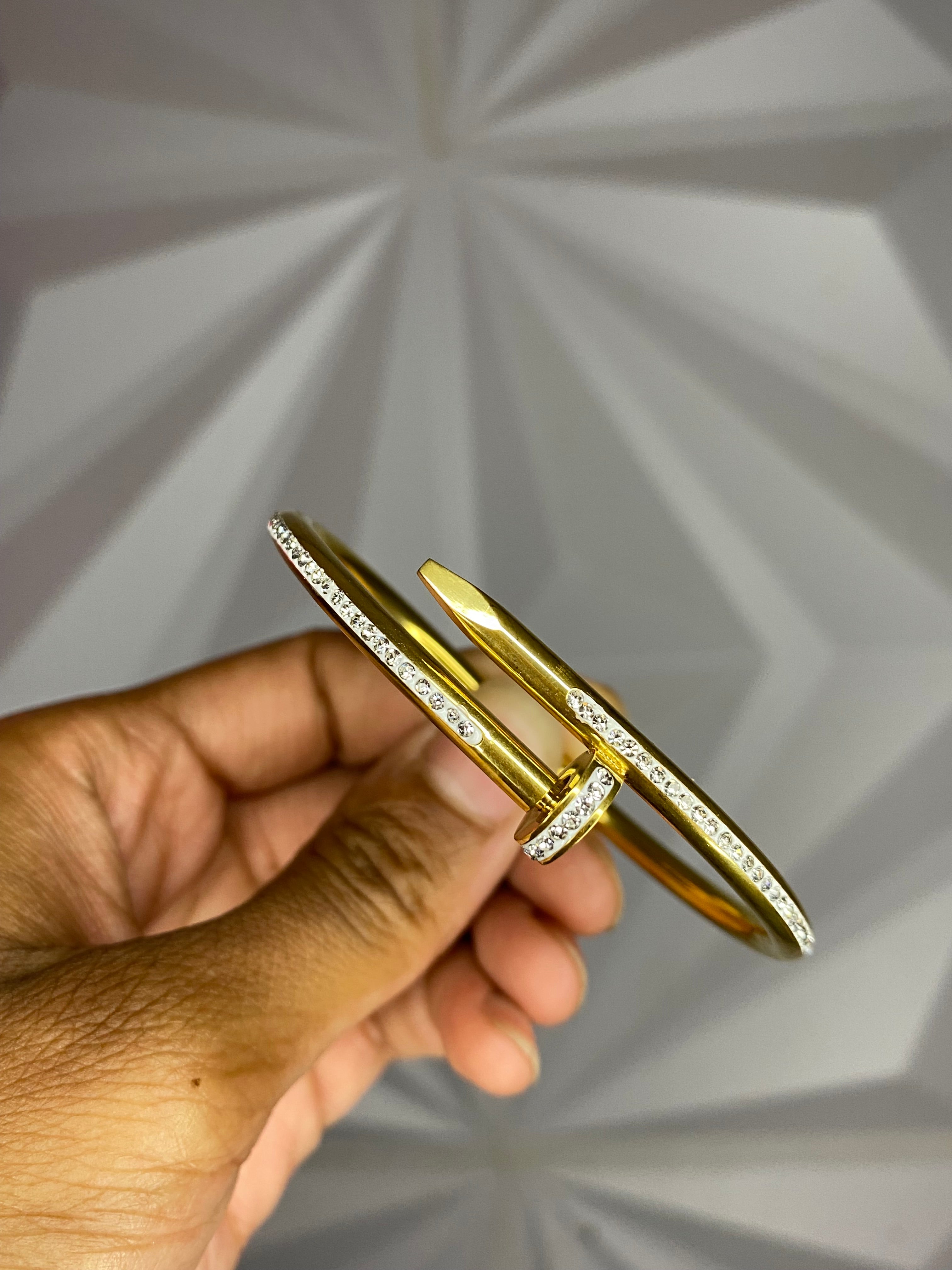 Iced Gold Nail Bracelet (Cartier-Inspired)