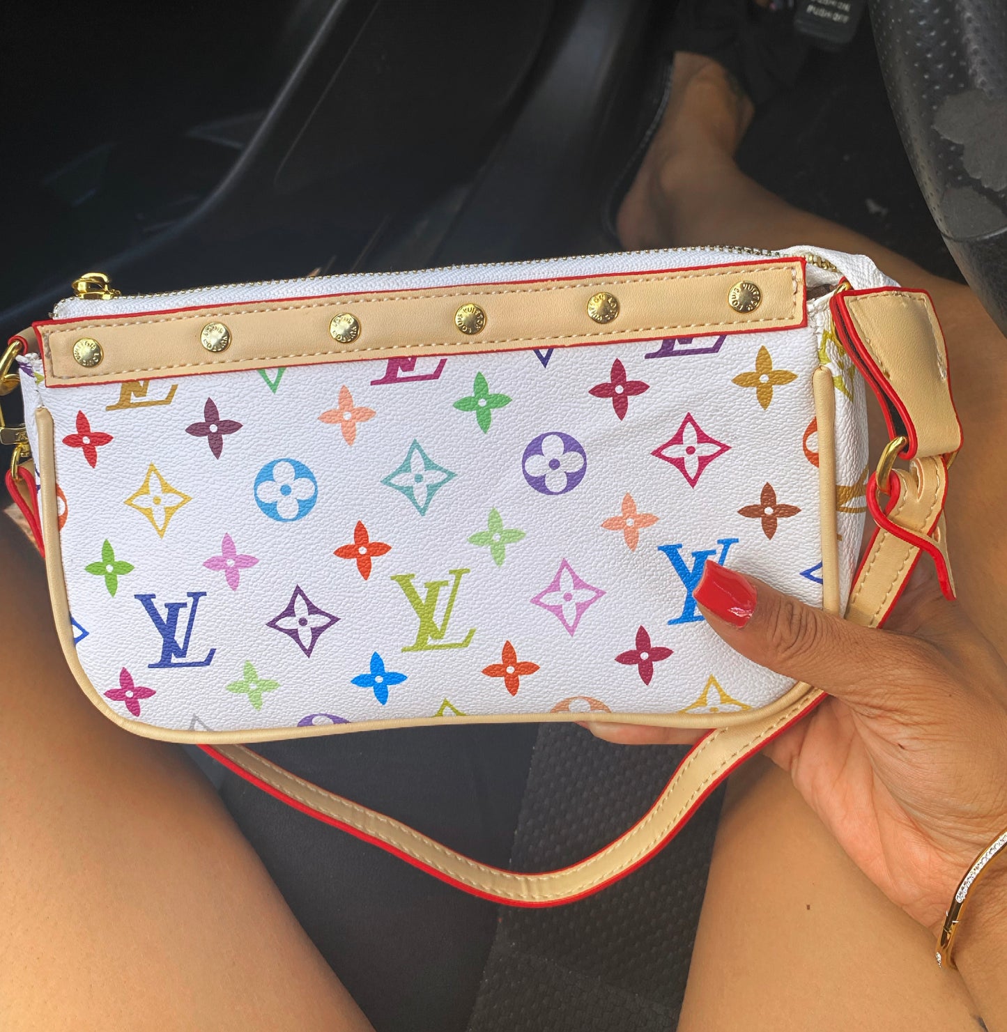 ColorBurst Studded Shoulder Bag