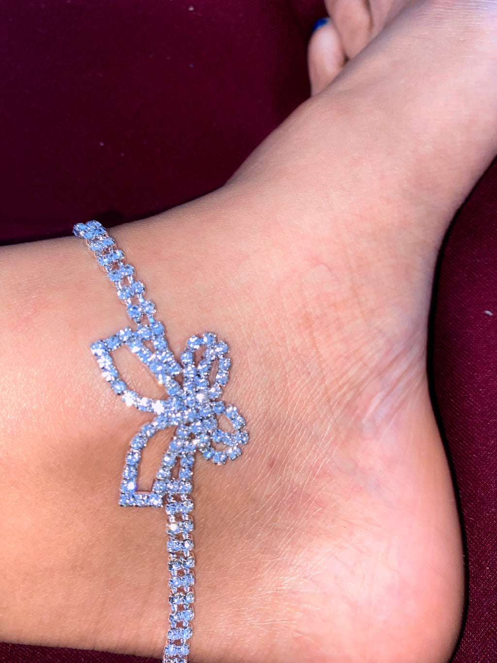 Silver Iced Bow Anklet 2pc 🎀❄️