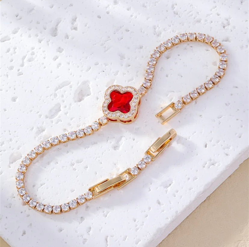Red Clover Iced Tennis Bracelet