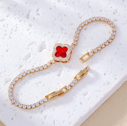 Red and gold clover bracelet