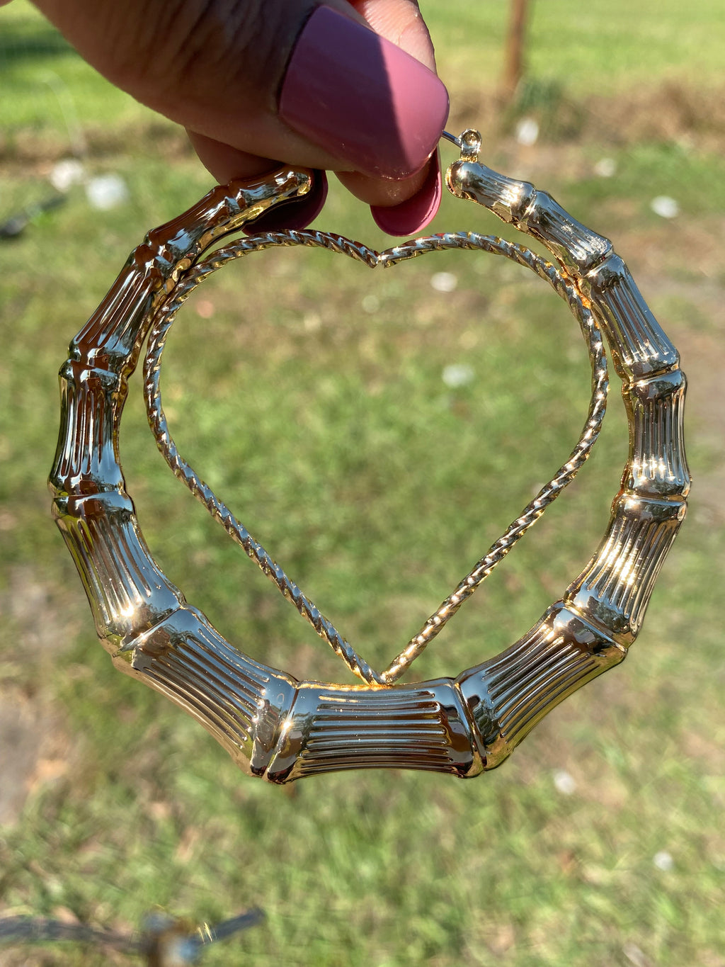 Gold heart hoops