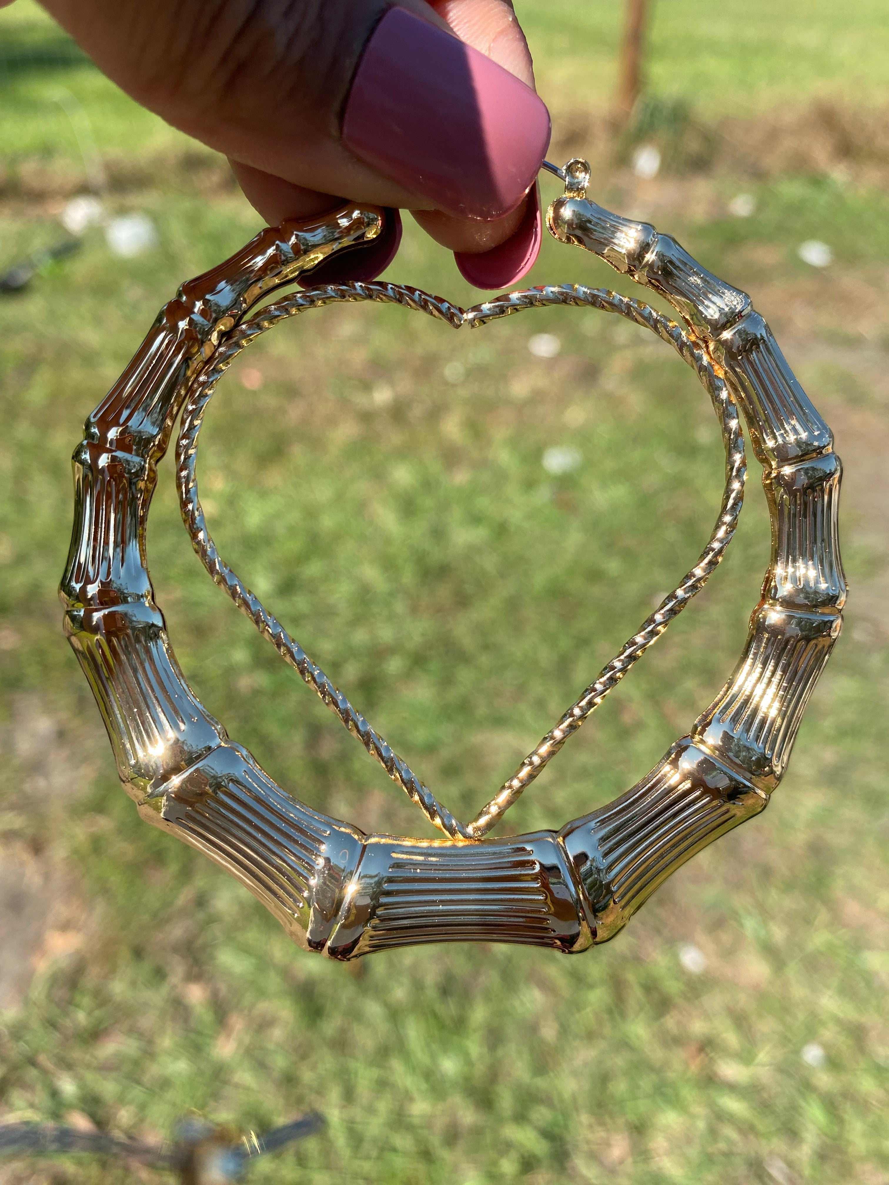 Gold heart hoops