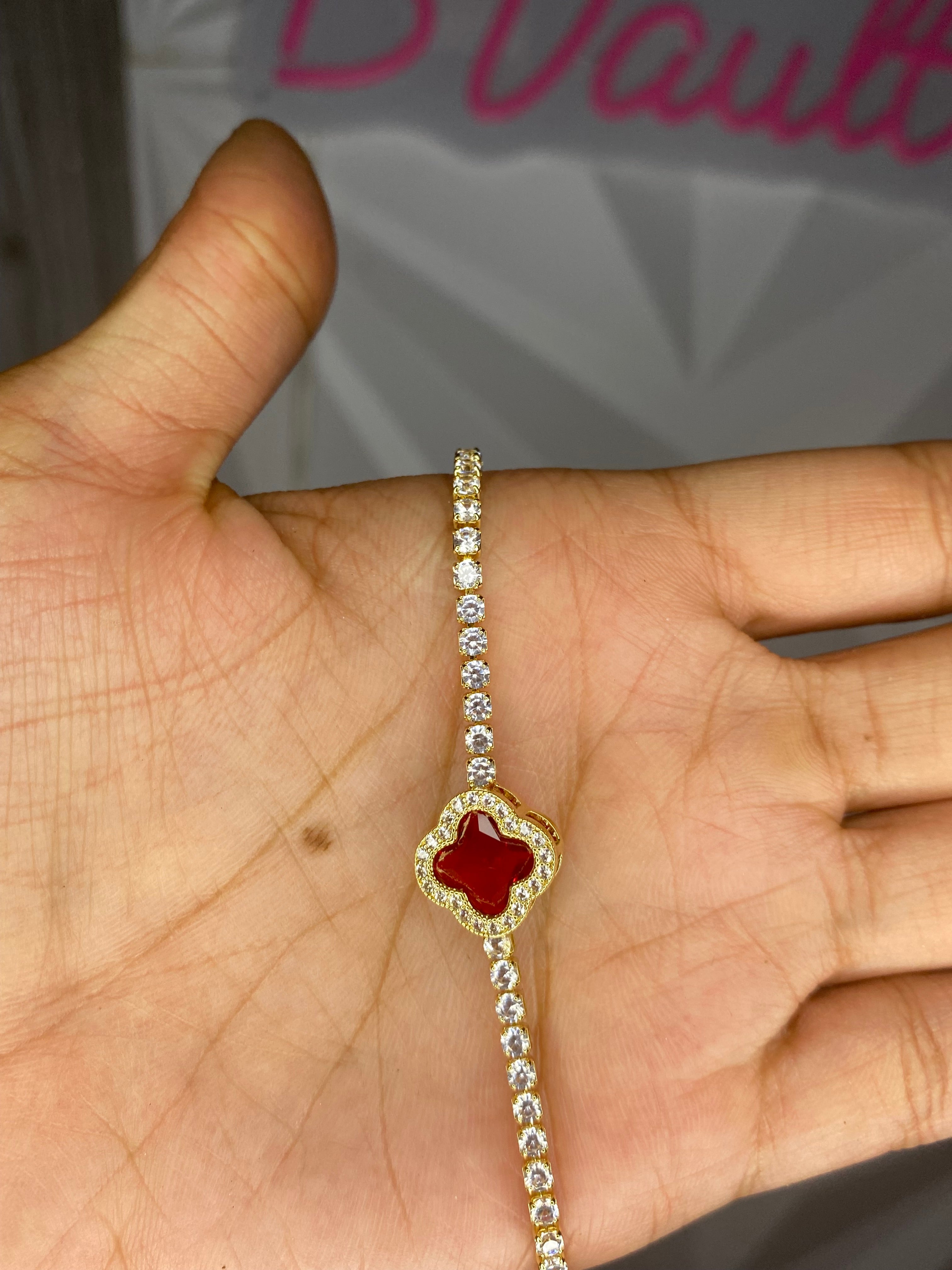 Red Clover Iced Tennis Bracelet