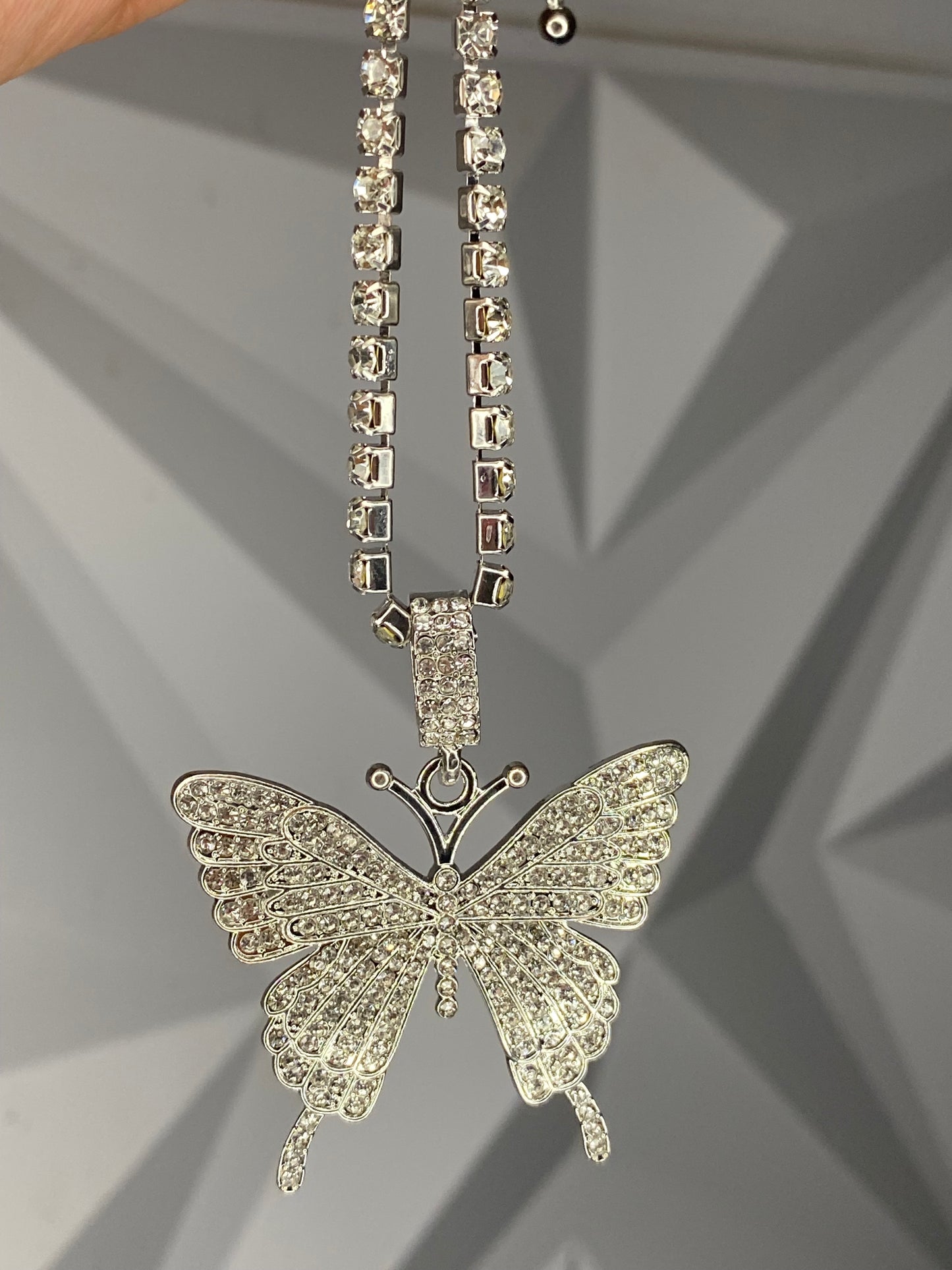 Silver Rhinestone Cuban butterfly set