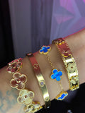 Golden Luxe Clover Bracelet Set (4-Piece Stack)