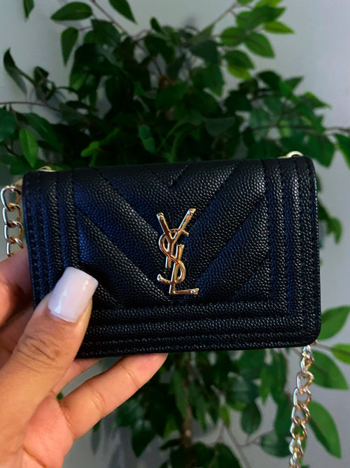 Black Luxe Mini Crossbody Bag (Designer-Inspired)
