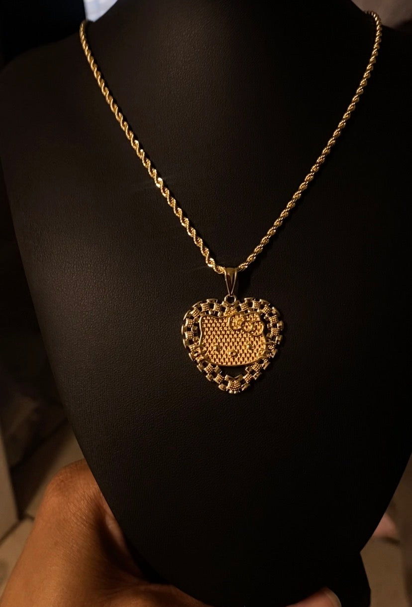 Y2K heart kitty necklace