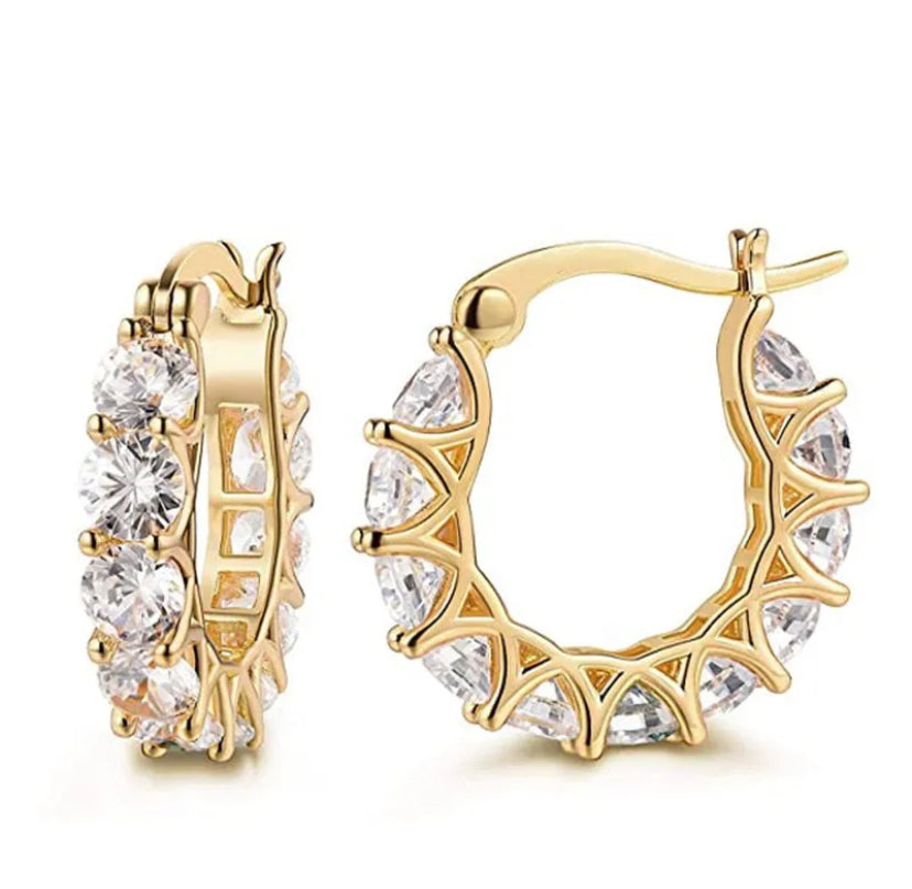 Iced Luxe Gold Hoop Earrings