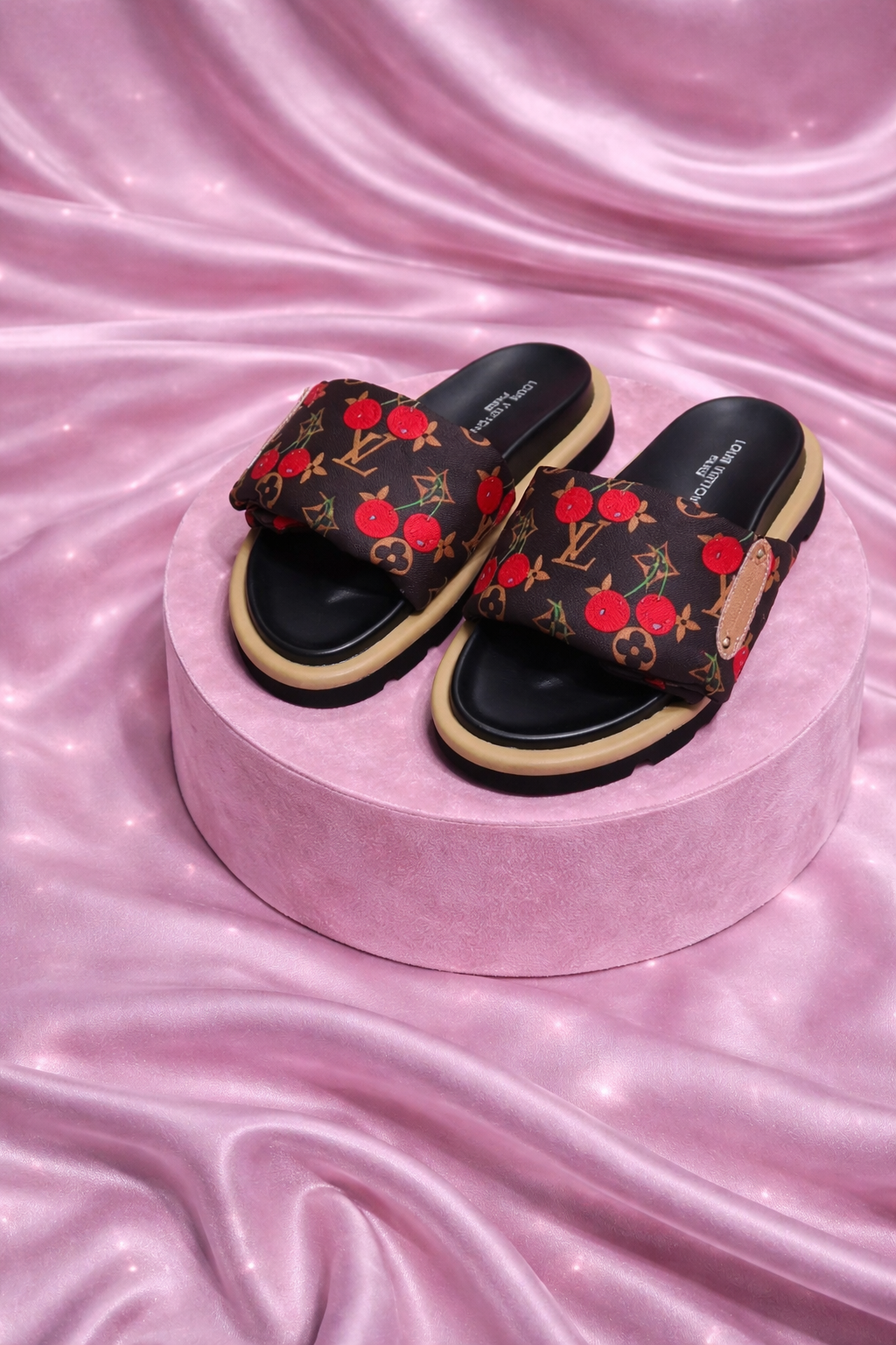 Cherry Luxe Slides 🍒 LV