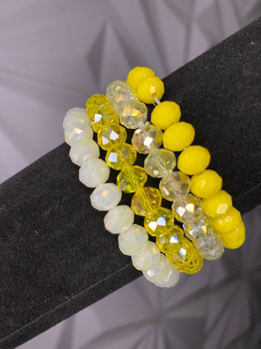 4pc yellow beaded bracelet set