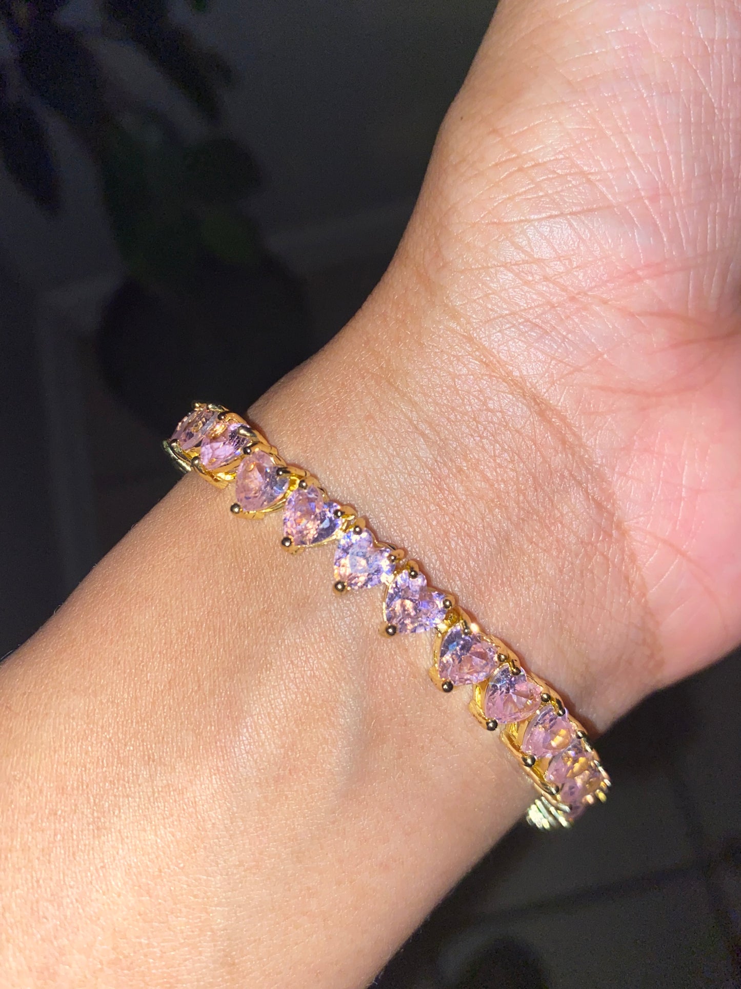 Pink Hearts Tennis Bracelet