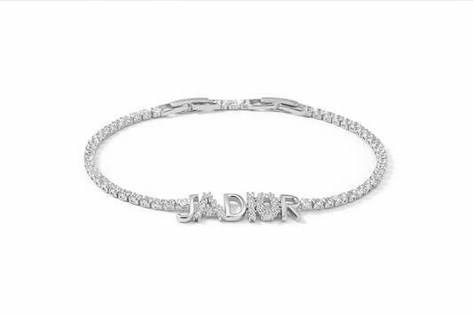 Silver iced out jadior bracelet