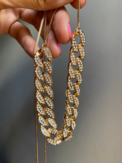 Gold rhinestone cuban set