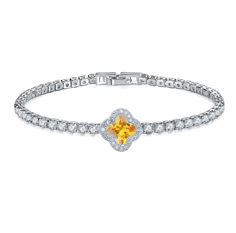 Yellow Clover Iced Tennis Bracelet