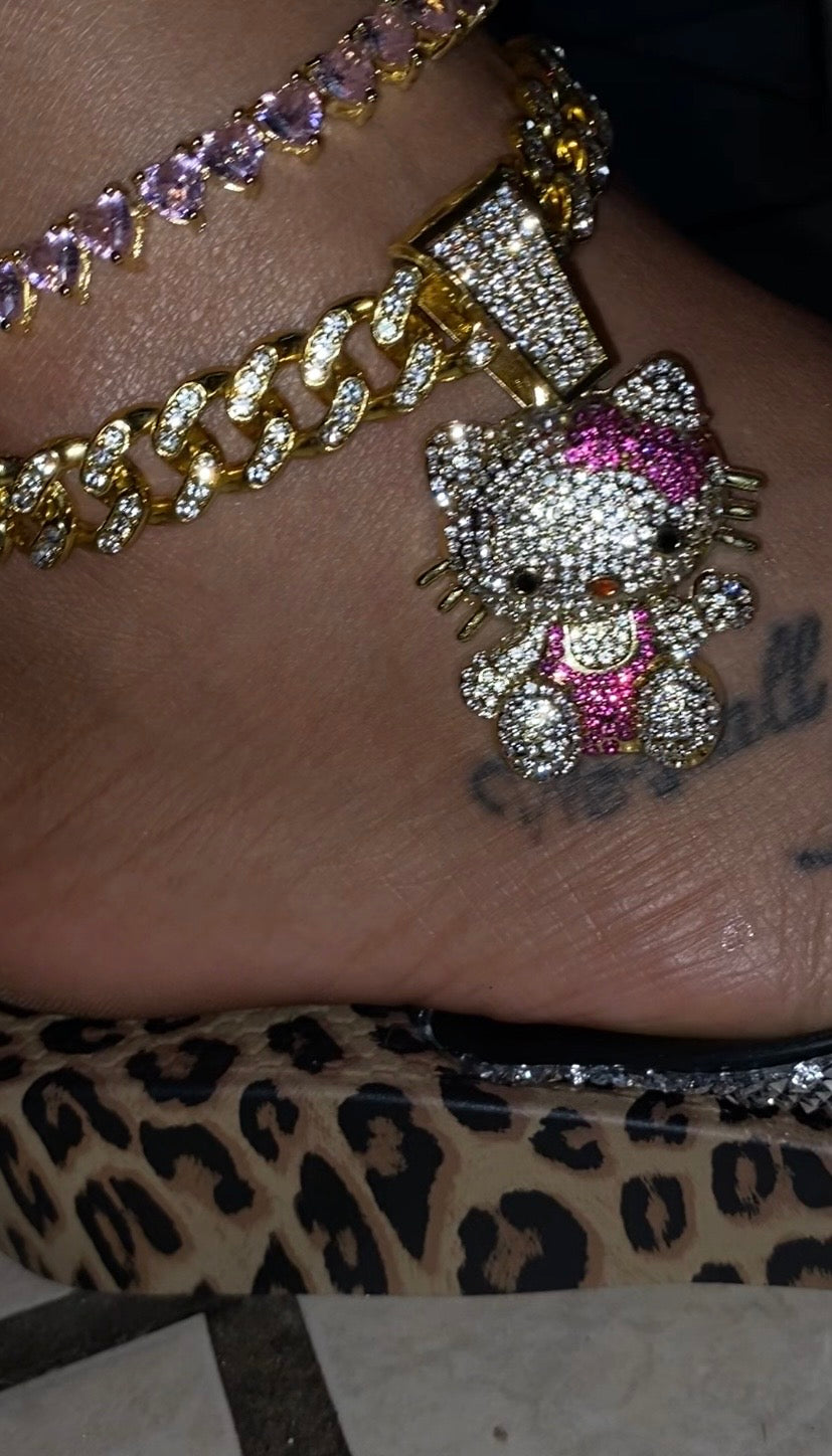 Y2K gold hello kitty anklet set