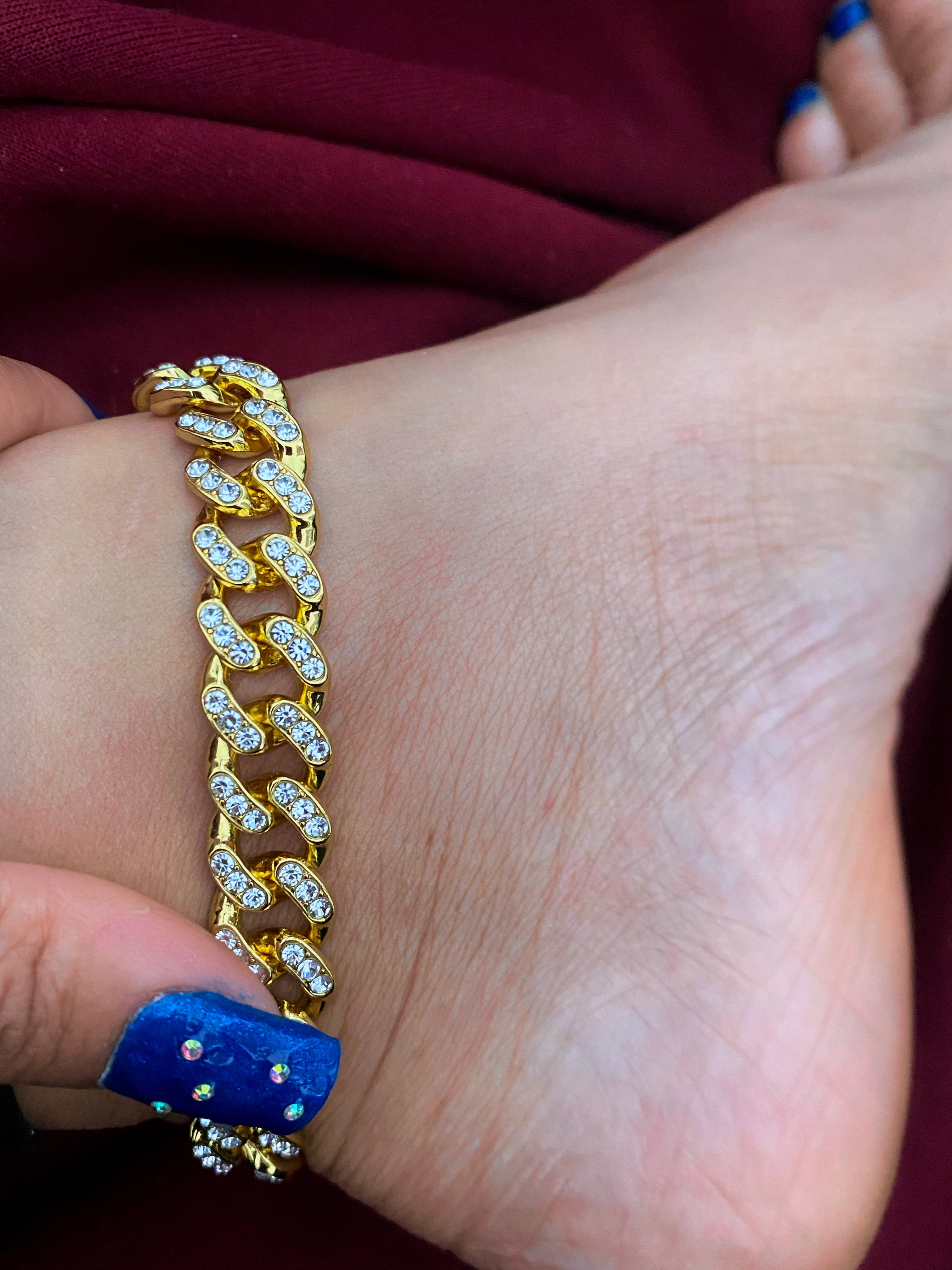 Iced Cuban Link Anklet (Gold)