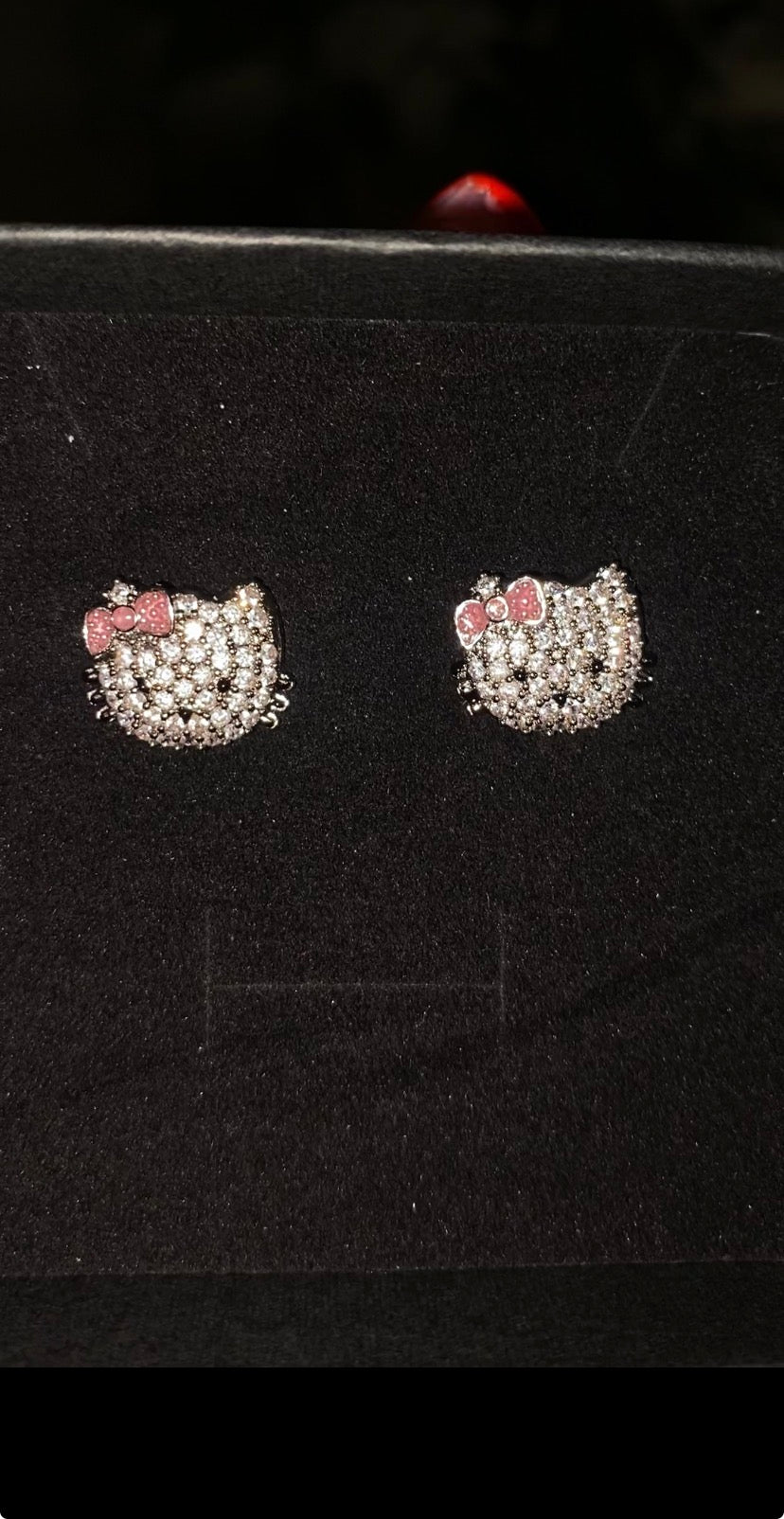 Hello kitty iced out stud earrings