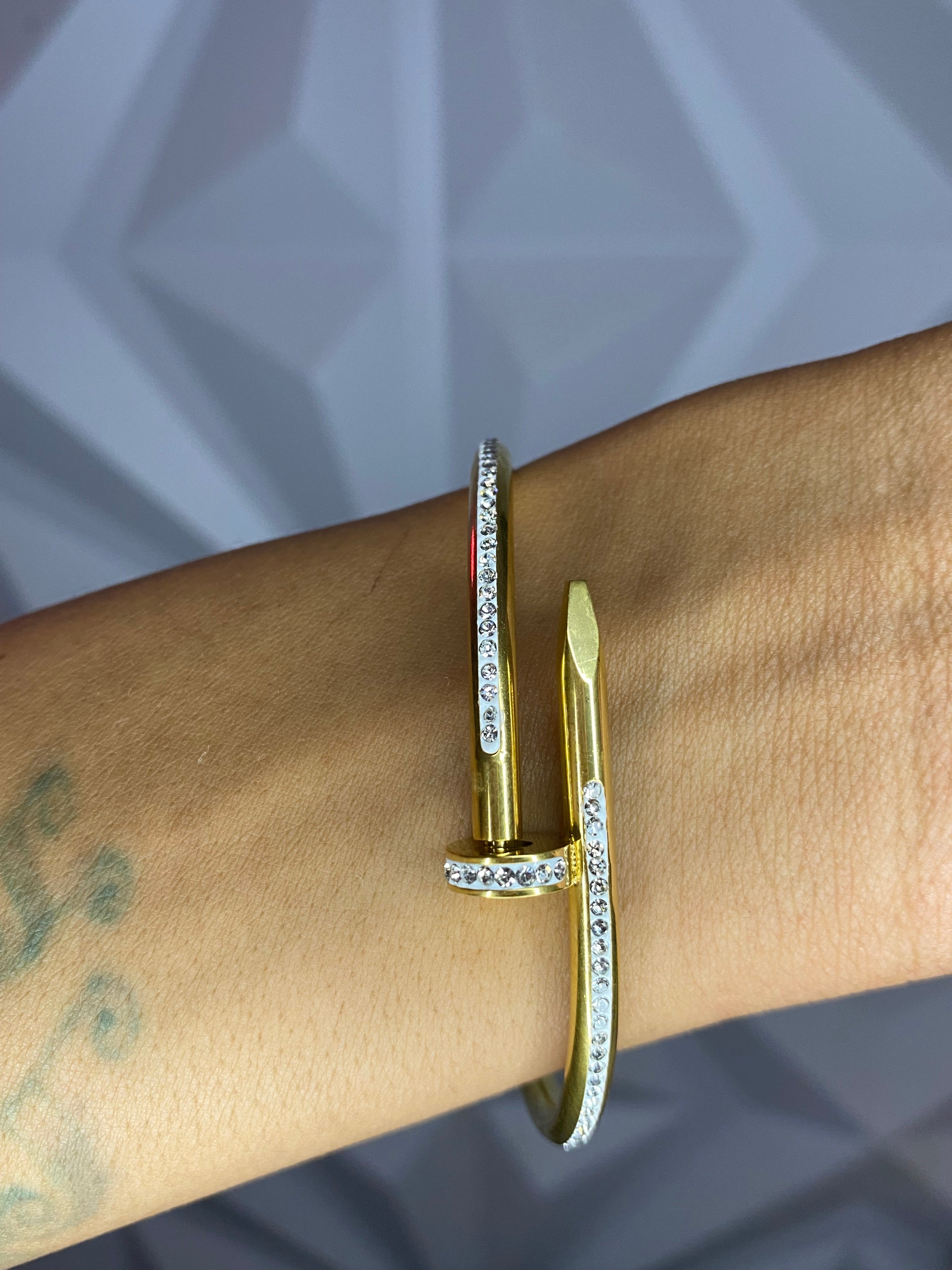 Iced Gold Nail Bracelet (Cartier-Inspired)