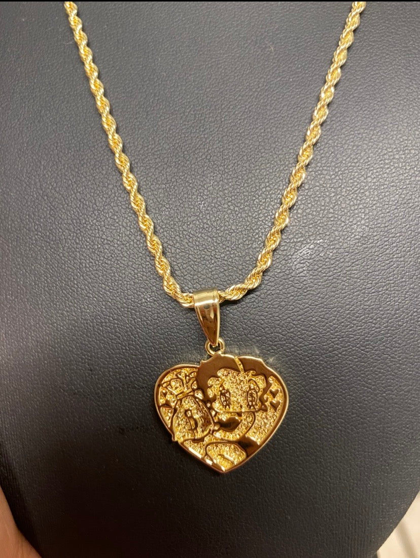 Y2K Betty Boop Money Girl Heart Necklace