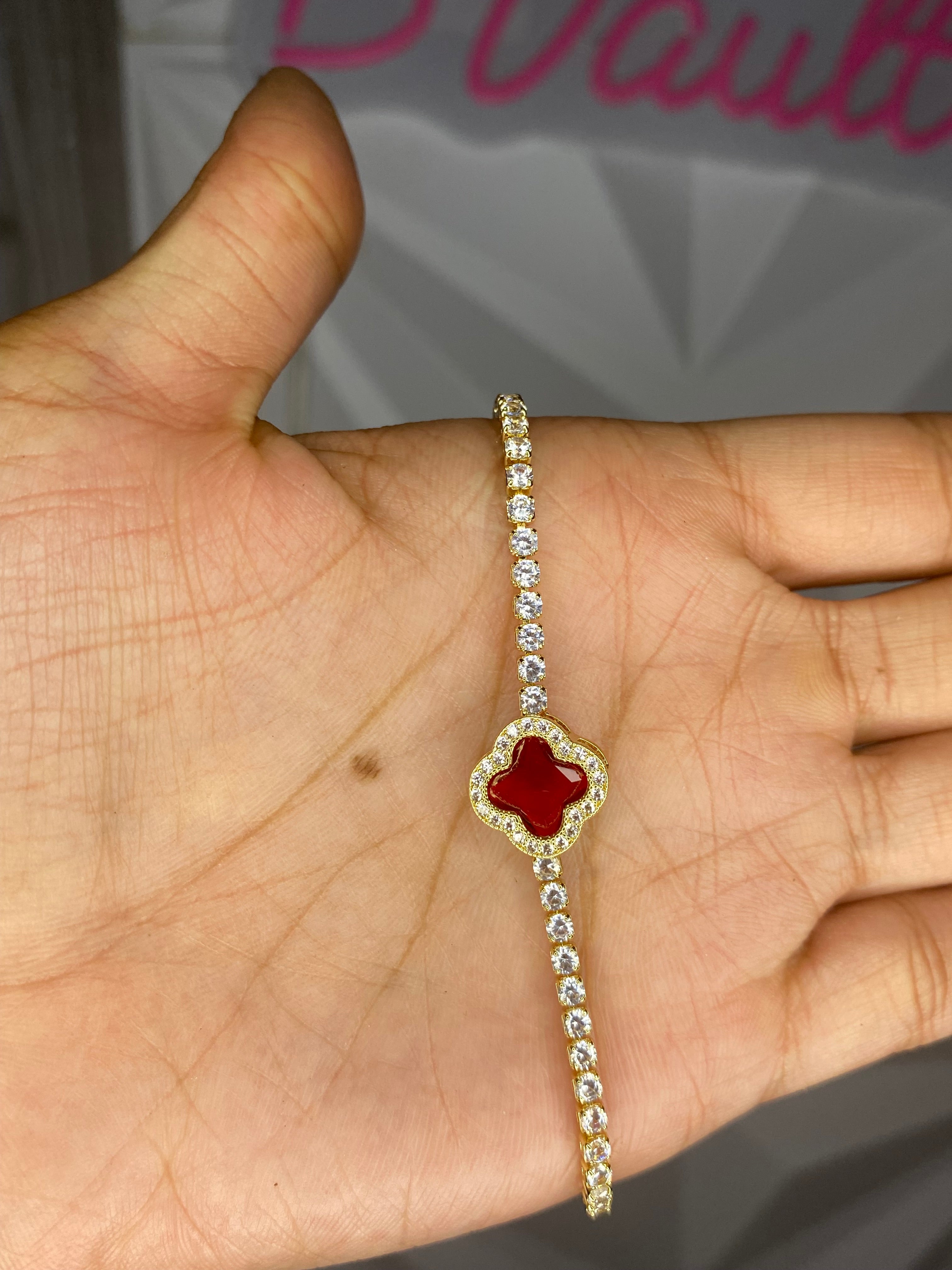 Red Clover Iced Tennis Bracelet