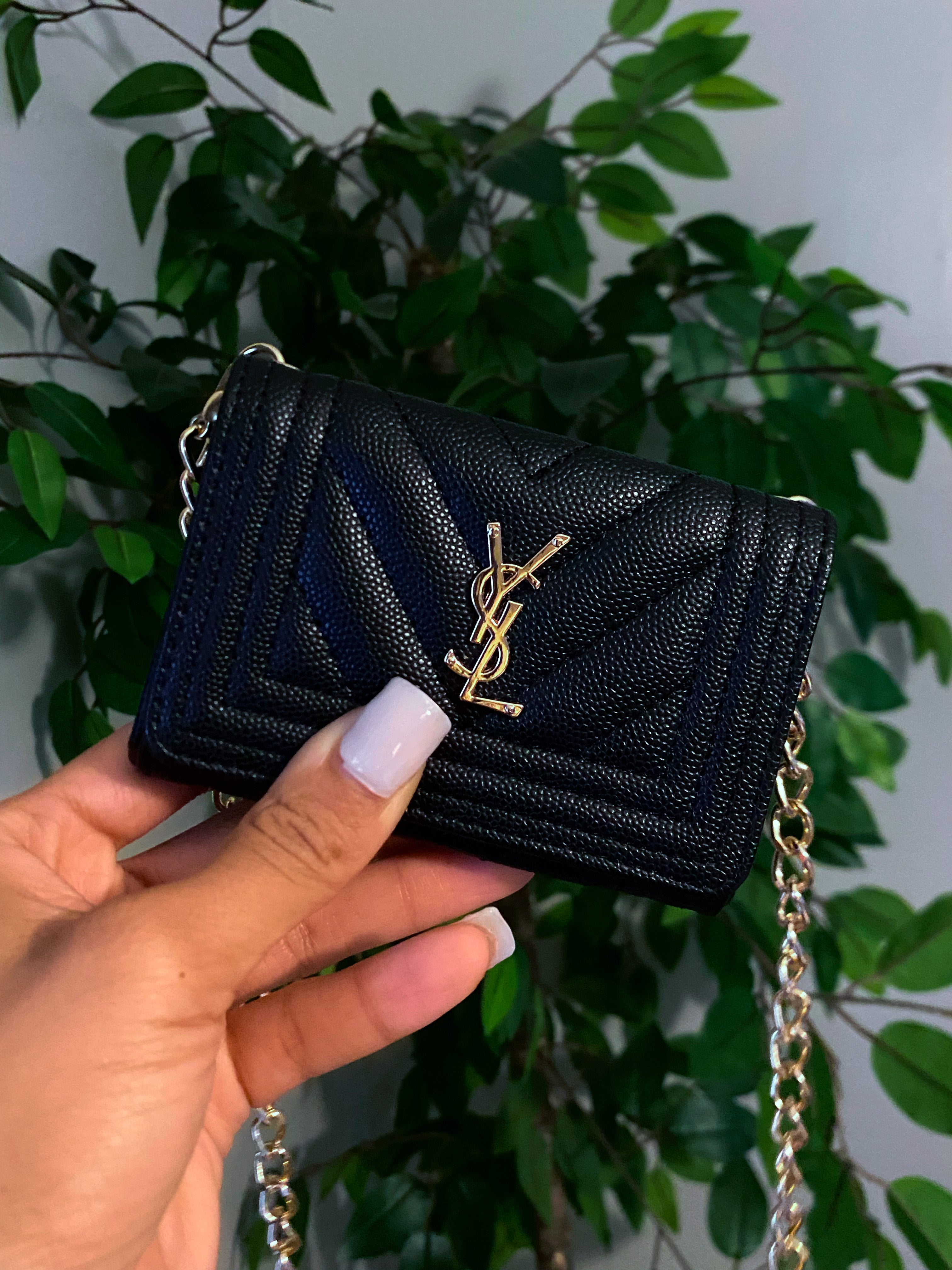 Black Luxe Mini Crossbody Bag (Designer-Inspired)