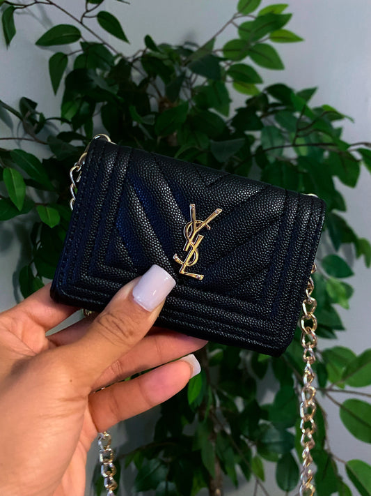 Black Luxe Mini Crossbody Bag (Designer-Inspired)