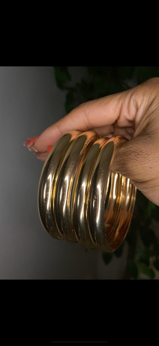 Golden Luxe Dome Bangle Set (4-Piece)