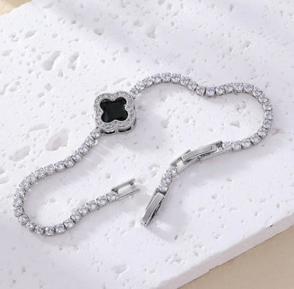 Black clover tennis bracelet