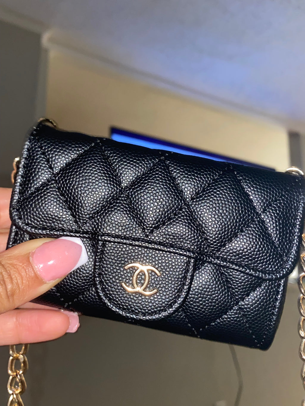 Black Quilted Mini Chain Crossbody – Designer Inspired