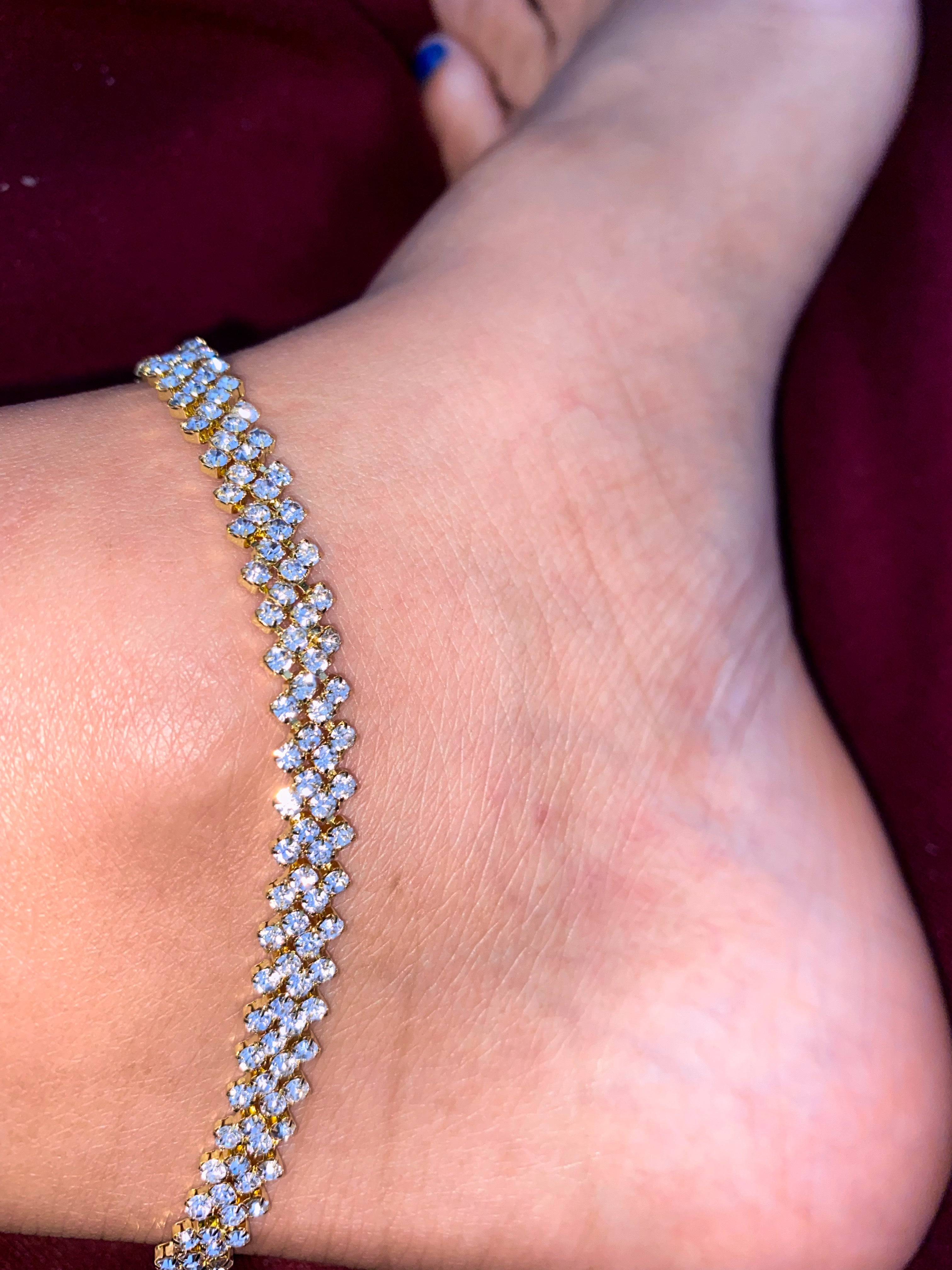Gold Iced Tennis Anklet ✨