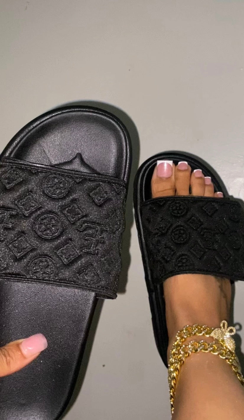 Black Velvet Slides
